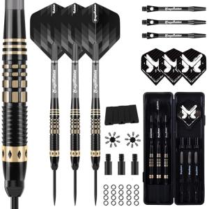 MageRabbit Professional Steel Darts Set,Copper Barrel,Metal Tip Darts with Dart Carrying Case +Extra Flight+ Alum Shafts+Dart Tools. Metal Darts,Steel Tip Darts for Dartboard