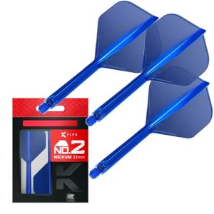 TARGET Darts K Flex Integrated Dart Flights and Shafts, No.2 Blue (Medium) | Pack of 3 K-Flex – No2, Kflex All in One Moulded Dart Flight & Stem | Professional Dart Accessories