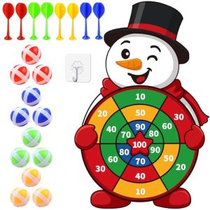 Christmas Party Games, Snowman Dart Board with 12 Sticky Balls, Christmas Games, Christmas Party Supplies Indoor Outdoor Decorations