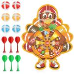 Thanksgiving Dart Board Game for Kids - Fall Turkey Dart Board with 6 Sticky Balls & 6 Sticky Darts, Hooks & Felt Board - Safe Indoor Outdoor Party Games for Toddlers Boys Girls - Fall Festival