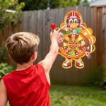 Thanksgiving Dart Board Game for Kids - Fall Turkey Dart Board with 6 Sticky Balls & 6 Sticky Darts, Hooks & Felt Board - Safe Indoor Outdoor Party Games for Toddlers Boys Girls - Fall Festival