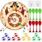 LipLopBest Thanksgiving Games for Family Party, 37 inch Turkey Games Dart Board for Kids Adults, with 12 Sticky Balls & 8 Darts Fall Festival Game Thanksgiving Activities Gift for Kids Family