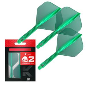 TARGET Darts K Flex Integrated Dart Flight and Shaft, No.2 Green (Intermediate) | Pack of 3 K-Flex - No 2, Precision Moulded 2-in-1 Dart Flights and Dart Stem | Professional Dart Accessories