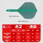 TARGET Darts K Flex Integrated Dart Flight and Shaft, No.2 Green (Intermediate) | Pack of 3 K-Flex - No 2, Precision Moulded 2-in-1 Dart Flights and Dart Stem | Professional Dart Accessories
