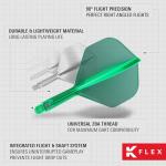 TARGET Darts K Flex Integrated Dart Flight and Shaft, No.2 Green (Intermediate) | Pack of 3 K-Flex - No 2, Precision Moulded 2-in-1 Dart Flights and Dart Stem | Professional Dart Accessories