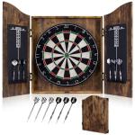Yirinatek Sisal Dart Board Cabinet Sets, Decorative Dart Boards for Adults [12*Steel Darts] - Wooden Dartboard Cabinet with Integrated Scoreboard for Family Game Rooms (Vintage)