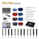 WELLFORM Darts Metal Tip Set，12 Pack 26 Gram Nonslip Iron Barrel, Darts Steel Tip Set Professional,with 12 Aluminum Dart Shafts, 24 Extra Flights, Dart Sharpener, Dart Wrench, Stylish Gift Box