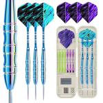 HUANQU Darts Metal Tip Set, 3 Pack Steel Tip Darts Set 20.5 Grams, Professional Dart for Dartboard with Aluminum Shafts, Nonslip Iron Barrels, Extra Flights, O-Rings, Sharpener Tool, Carrying Box