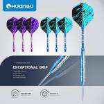 HUANQU Darts Metal Tip Set, 3 Pack Steel Tip Darts Set 20.5 Grams, Professional Dart for Dartboard with Aluminum Shafts, Nonslip Iron Barrels, Extra Flights, O-Rings, Sharpener Tool, Carrying Box