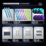 HUANQU Darts Metal Tip Set, 3 Pack Steel Tip Darts Set 20.5 Grams, Professional Dart for Dartboard with Aluminum Shafts, Nonslip Iron Barrels, Extra Flights, O-Rings, Sharpener Tool, Carrying Box