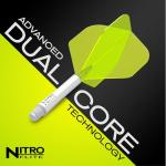 RED DRAGON Darts – Nitro Flite Integrated Flight & Shaft System – No.2 Shape and Design – White & Yellow Colour, Intermediate Length