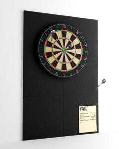Fluxynara Felt Dart Board Wall Protector 35.43"x23.62" Foldable Backboard for Standard Dart, Wall Protector with Adhesive Pads and Dartboard Accessories Kits | Home & Basement & Garage Use (Black)
