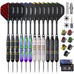 Turnart Darts Metal Tip Set - Steel Tip Darts Darts Set Professional Metal Darts Dart Board Set 12 Pcs 24 Gram 20 O-Rings Aluminum Darts Shafts 24 Extra Flights Darts Tool