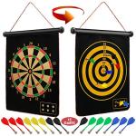 Ranslen Magnetic Dart Board for Kids and Adults, Double Sided Board Games with 15pcs Magnetic Darts, Boy Gifts Dartboard Toys Gift for Age 6 7 8 9 10 11 12 Year Old Boys