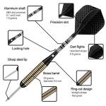 Steel Tip Darts Set for Dartboard, Professional Darts with Metal Tip 27 Grams, Brass Barrel + Black Aluminium Nylon Shafts 9 Flights 50 Rubber O-Rings 12 Spring Rings 1 Dart Sharpener Tool