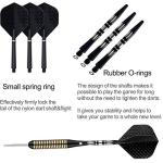 Steel Tip Darts Set for Dartboard, Professional Darts with Metal Tip 27 Grams, Brass Barrel + Black Aluminium Nylon Shafts 9 Flights 50 Rubber O-Rings 12 Spring Rings 1 Dart Sharpener Tool
