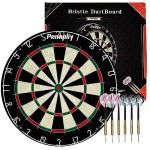 Pennpliy Bristle Dart Board Set, Professional Dart Boards for Adults 18" with Steel Tip Darts Outdoor Dartboard Set, Metal Wire Compressed Sisal Board with Rotating Number Ring Includes 6pcs Darts