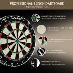 Pennpliy Bristle Dart Board Set, Professional Dart Boards for Adults 18" with Steel Tip Darts Outdoor Dartboard Set, Metal Wire Compressed Sisal Board with Rotating Number Ring Includes 6pcs Darts