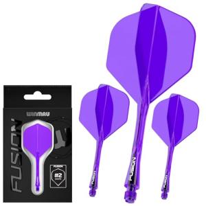 Winmau Darts Fusion Integrated Flight & Shaft System - No.2 Shape & Design - Purple Colour, Medium Length