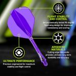 Winmau Darts Fusion Integrated Flight & Shaft System - No.2 Shape & Design - Purple Colour, Medium Length