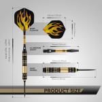 HUANQU Darts Metal Tip Set, 3 Pack Steel Tip Darts Set 17.5 Grams, Professional Dart for Dartboard with Aluminum Shafts, Brass Barrels, Extra Flights, O-Rings, Sharpener Tool, Carrying Box