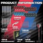 MageRabbit Darts Metal Tip Set 12pcs+24pcs Dart Flights+Dart Accessories Kit.Professional Steel Tip Darts (red and White)