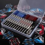 MageRabbit Darts Metal Tip Set 12pcs+24pcs Dart Flights+Dart Accessories Kit.Professional Steel Tip Darts (red and White)