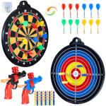HELLO PAPAYA Magnetic Dart Board - 12Magnetic Darts+12Sticky Balls Or 2 Toy Gun+40 Foam Dart,Fun for Family Game and Party with Friends, Christmas Birthday Gifts Toys for 3-12 Year Old Boys