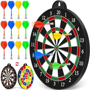 Magnetic Dart Board, Safe Dart Game Toy for Kids, 12pcs Magnetic Darts, Excellent Indoor Game and Party Game, Double Sided Dart Board Toys Gifts for 4 5 6 7 8 9 10-12 Years Old Boy Girl Adults