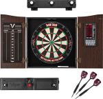 Viper Vault Deluxe Dartboard Cabinet with Integrated Pro Score, AIM 360 Sisal Dartboard, Laser Dart Throw Line, Shadow Buster, and Black Mariah Steel Tip Darts, Mahogony Finish
