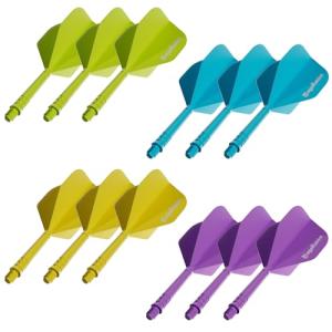 MageRabbit One Piece Dart Flights Sets,12Pcs with 4 Colors Standard Shaped Dart Flights for Soft and Steel Tip Darts, Darts Flights Kit,All in One Moulded Dart Flight & Stem