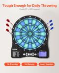 VEVOR Electronic Dart Board, LED-Illuminated Target Dartboard with 48 Games & 500+ Variations, Includes 6 Dart Shafts with Flights & 50 Soft Tips, Cricket Scoring LCD Screen - Supports Up to 8 Players