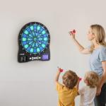 VEVOR Electronic Dart Board, LED-Illuminated Target Dartboard with 48 Games & 500+ Variations, Includes 6 Dart Shafts with Flights & 50 Soft Tips, Cricket Scoring LCD Screen - Supports Up to 8 Players