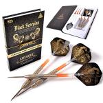 CUESOUL Black Scorpion 24g Tungsten Steel Tip Dart Set,Barrel with Golden Titanium Coated Finished