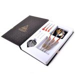 CUESOUL Black Scorpion 24g Tungsten Steel Tip Dart Set,Barrel with Golden Titanium Coated Finished