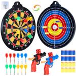 moopok Magnetic Dart Board for Kids-12Magnetic Dart/Sticky Balls Or 2 Toy Gun+40 Foam Dart.Indoor/Outdoor Kids Games and Party Games,Christmas Birthday Gifts Toys for 3-12 Year Old Boys