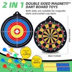 moopok Magnetic Dart Board for Kids-12Magnetic Dart/Sticky Balls Or 2 Toy Gun+40 Foam Dart.Indoor/Outdoor Kids Games and Party Games,Christmas Birthday Gifts Toys for 3-12 Year Old Boys