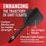 Shot! Darts Flight Deck One Piece Dart Flight and Shaft System, Reduced Deflections, Standard Shaped Flight (350 Micron), Available in Set of 3, Inbetween Length & Black Color