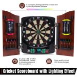Electronic Dart Board with Wooden Door, Electric Dartboard with Heckler & Light Effects, Digital Soft Tip Dartboards for Game Room Man Cave Bar, 12 Darts, 100 Soft Tips