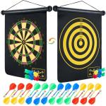 HELLO PAPAYA 17.5 in Large Size 2in1 Rollup Magnetic Darts Board with 24pcs Darts,Outdoor Safe Dart Game for Kids and Adults,for 3-12 Year Old Boys Girls Christmas Birthday Gifts