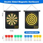 HELLO PAPAYA 17.5 in Large Size 2in1 Rollup Magnetic Darts Board with 24pcs Darts,Outdoor Safe Dart Game for Kids and Adults,for 3-12 Year Old Boys Girls Christmas Birthday Gifts