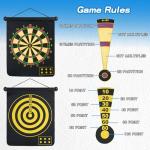 HELLO PAPAYA 17.5 in Large Size 2in1 Rollup Magnetic Darts Board with 24pcs Darts,Outdoor Safe Dart Game for Kids and Adults,for 3-12 Year Old Boys Girls Christmas Birthday Gifts