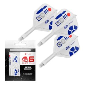 Target Darts Star Wars R2-D2 K Flex Integrated Dart Flights & Shafts | R2-D2 Pack of 3 K-Flex, No.6 | Disney K-Flex Accessories, Short (19mm)