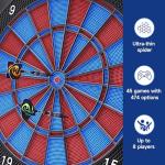 Electronic Dart Board with Cabinet Set, Electric Digital Dart Boards for Adults with Light Strips, Soft Tip Dartboard Cabinet Door with Large Cricket Display and Darts Storage for 12 Darts