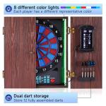Electronic Dart Board with Cabinet Set, Electric Digital Dart Boards for Adults with Light Strips, Soft Tip Dartboard Cabinet Door with Large Cricket Display and Darts Storage for 12 Darts