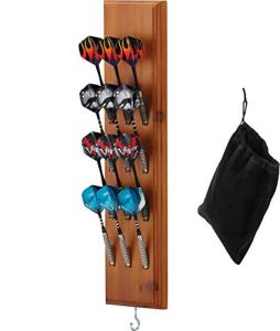 Viper Dart Caddy Solid Wood Wall Mounted Dart Holder/Stand, Displays 4 Sets of Steel or Soft Tip Darts, for All Sisal & Electronic Dartboards, Surrounds & Cabinets, Cinnamon Finish