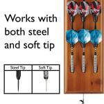 Viper Dart Caddy Solid Wood Wall Mounted Dart Holder/Stand, Displays 4 Sets of Steel or Soft Tip Darts, for All Sisal & Electronic Dartboards, Surrounds & Cabinets, Cinnamon Finish