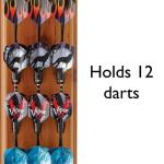 Viper Dart Caddy Solid Wood Wall Mounted Dart Holder/Stand, Displays 4 Sets of Steel or Soft Tip Darts, for All Sisal & Electronic Dartboards, Surrounds & Cabinets, Cinnamon Finish