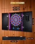 Electronic Dart Board, Electric Dartboard Cabinet Set for Adults [6 Soft Tip Darts] Individual Light Color for Each Player, Wooden Dartboard Cabinet for Family Game - Black