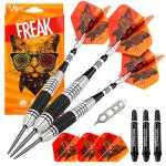 Viper by GLD Products The Freak Steel Tip Darts Knurled and Grooved Barrel, Extended Band, 22 Grams, Black (22-1704-22)